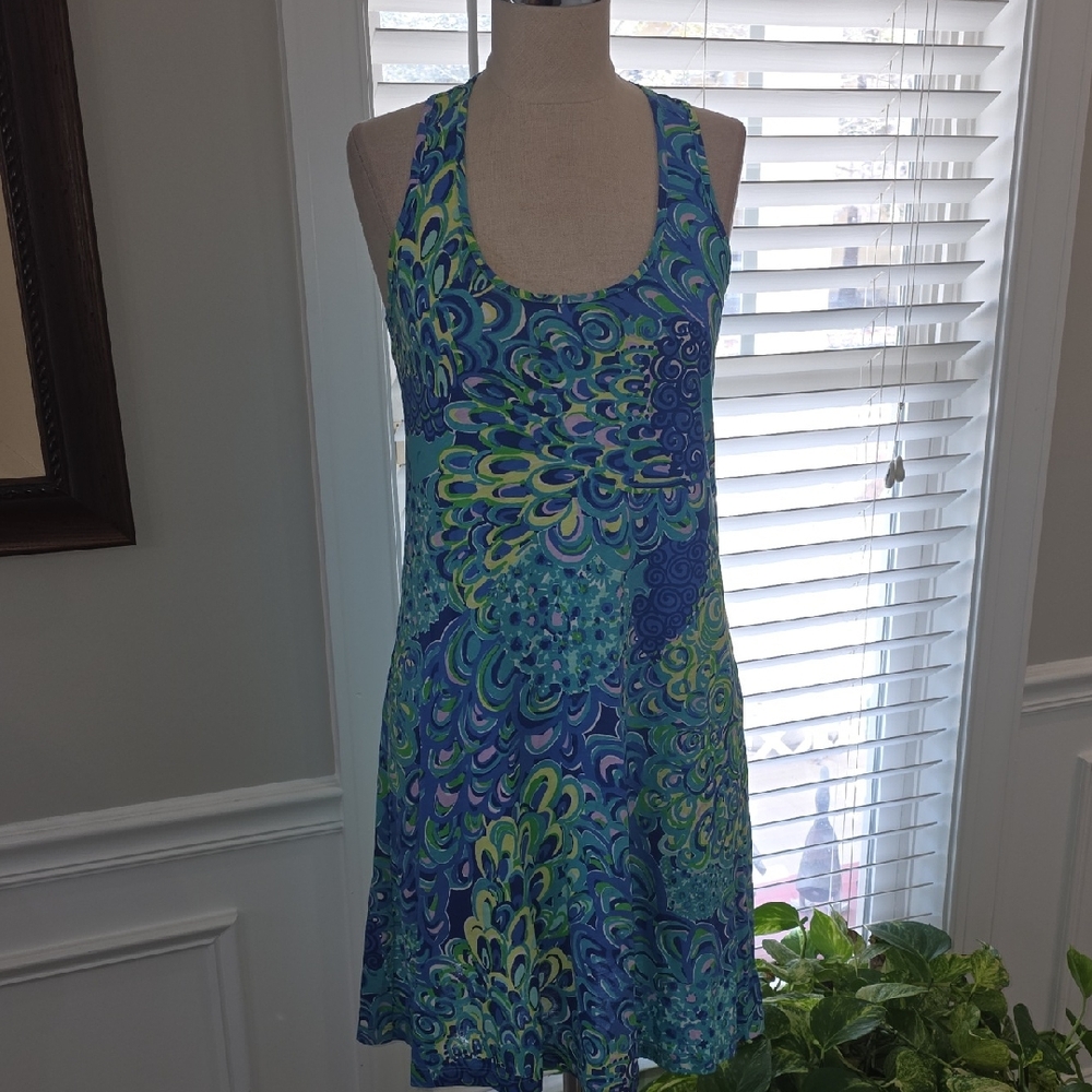 Lilly Pulitzer Vibrant Blue and Green Patterned Dress